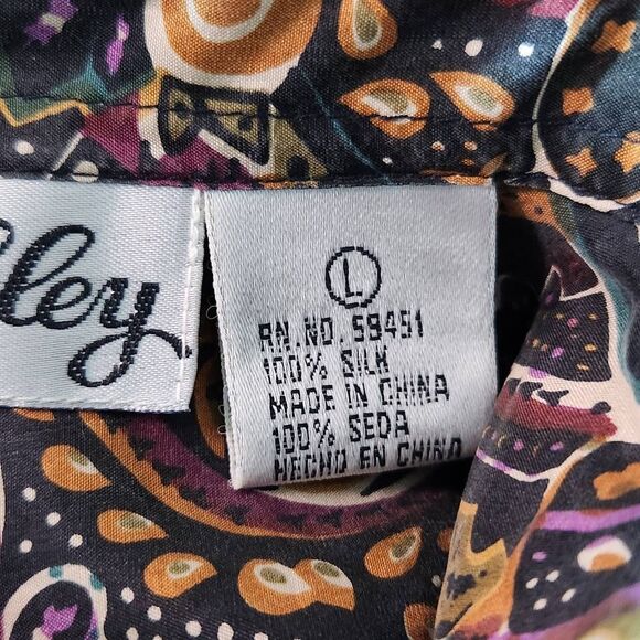 Jane Ashley Multi-Color Paisley Silk Button Down Blouse NWT Size Large - Picture 6 of 10